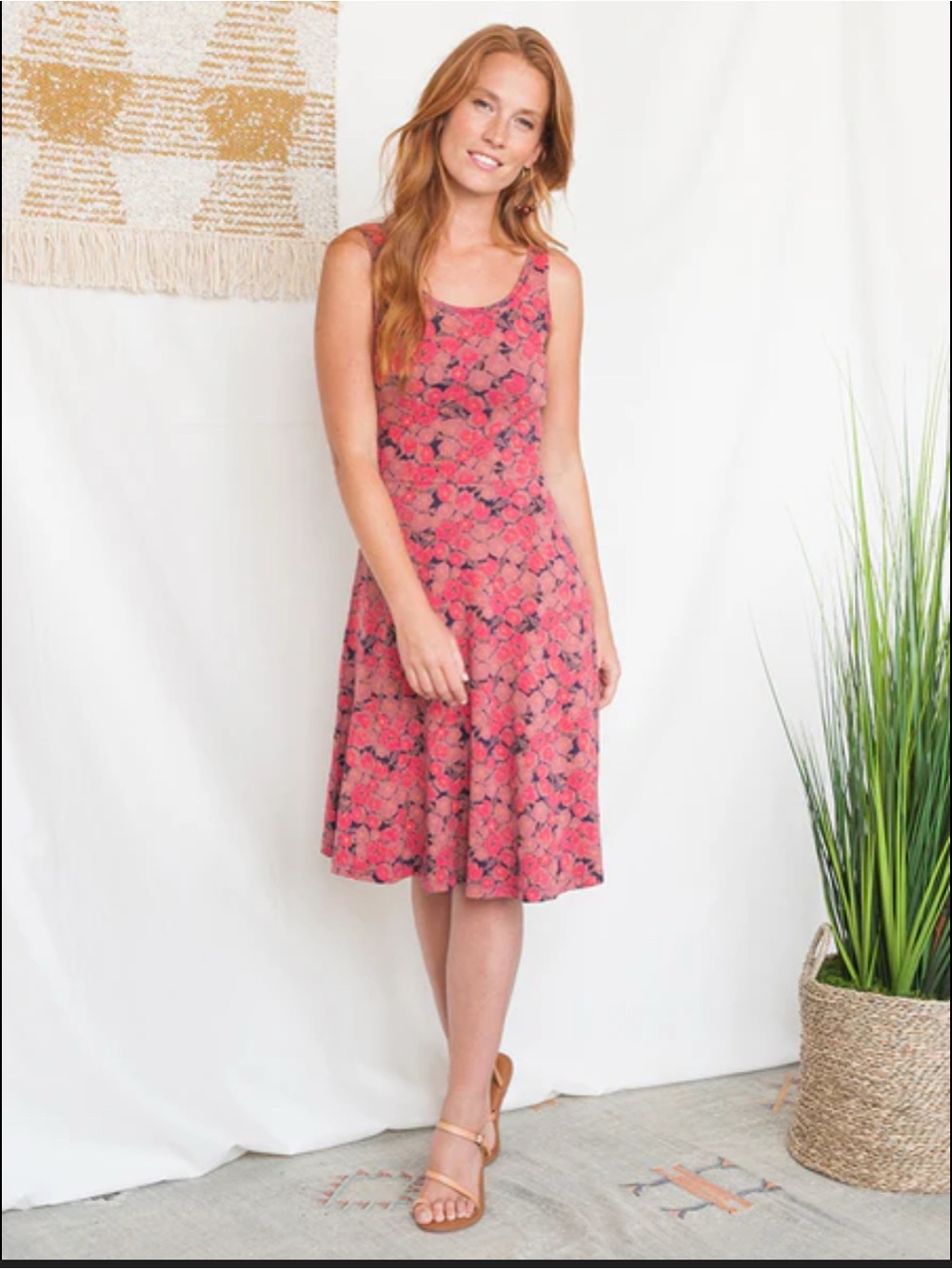 Mata Traders Delilah Dress Rose Size Small Organic Cotton Comfy Stretch